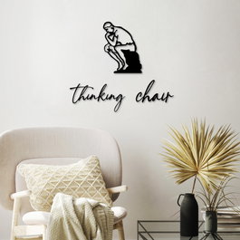 Wallity Thinking Chair Escultura de Pared de Metal Negro